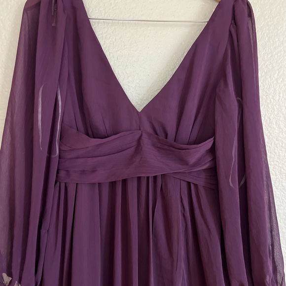Enchant My Love Dark Purple V-Neck Long Sleeve Maxi Dress - Picture 3 of 6